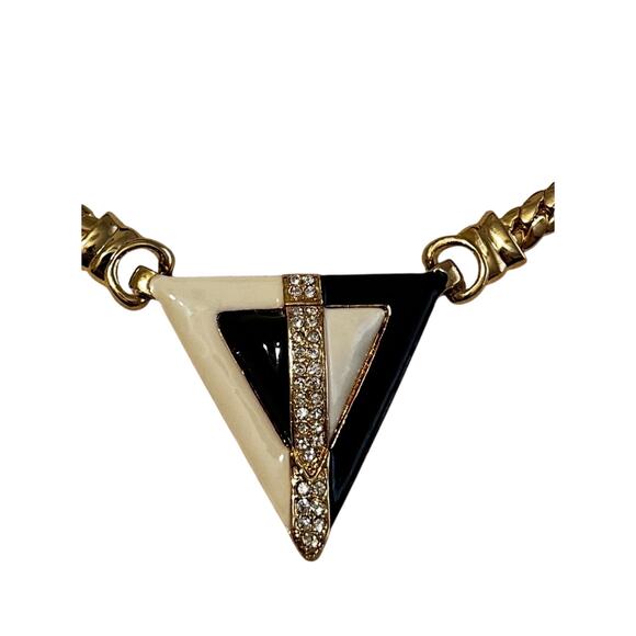Park Lane Retrospect -TRIANGLE black/gold/cream pendant - Picture 1 of 6